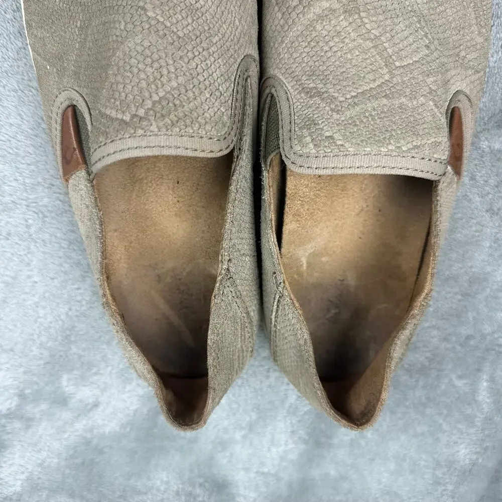 Olukai Pehuea Leather Women Size 6‎ Tan Snakeskin Embossed Slip On 20329-LH10